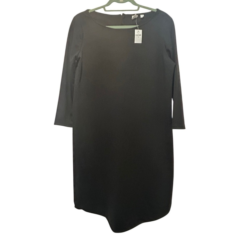 Gap Shift Dress Medium Black Long Sleeve Boat Neck Back‎ Zip Ponte Professional